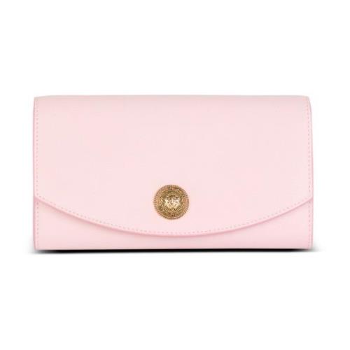 Emblème korrelig kalfsleer clutch Balmain , Pink , Dames