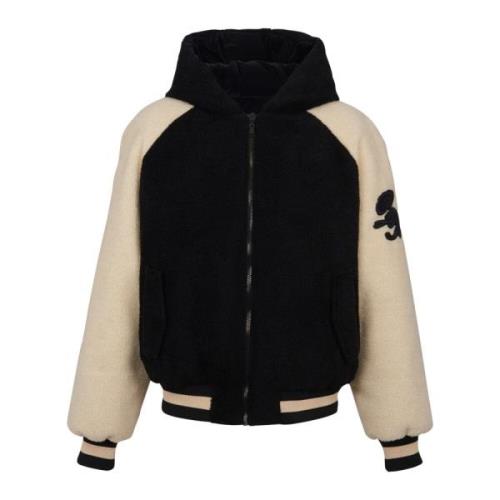 Omkeerbare varsity-stijl pufferjas met capuchon Balmain , Black , Here...