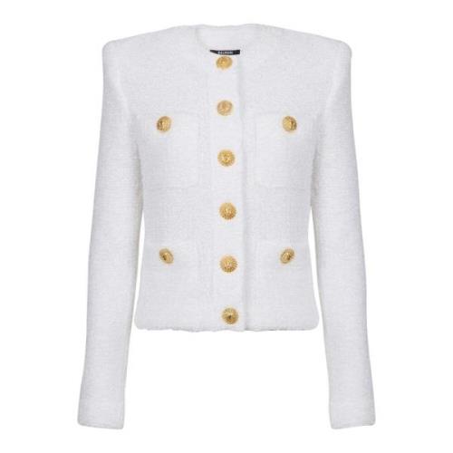 Miami tweed 4-zakken jas Balmain , White , Dames