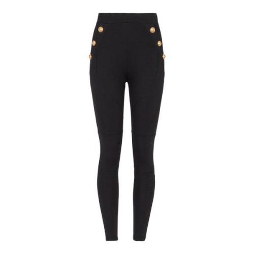 Jersey legging met 6 knopen Balmain , Black , Dames