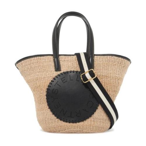 Raffia Schoudertas met Logo Stella McCartney , Beige , Dames