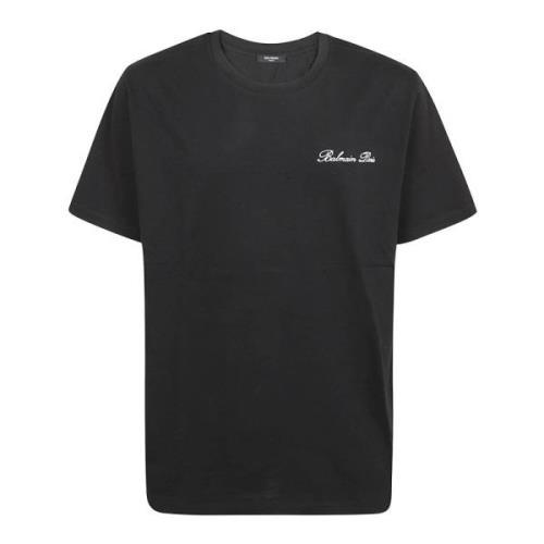 Zwarte T-shirts & Polos Ss24 Balmain , Black , Heren