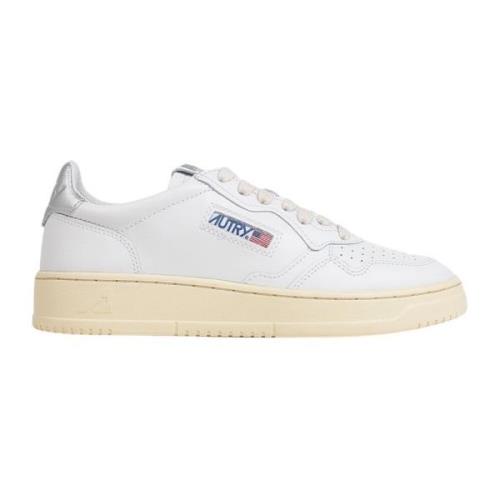 Witte Leren Sneakers met Zilveren Details Autry , White , Dames