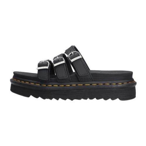 Zwarte Blair Slide Leren Sandaal Dr. Martens , Black , Dames