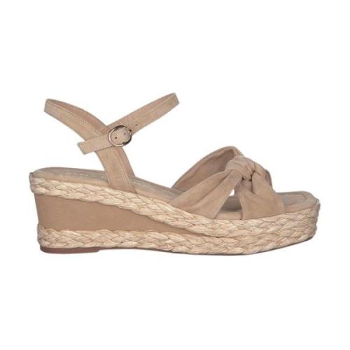 Gevlochten Sleehak Sandaal Alma EN Pena , Beige , Dames