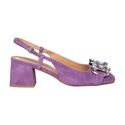 Rhinestone Hakken Schoenen Vierkante Neus Alma EN Pena , Purple , Dame...