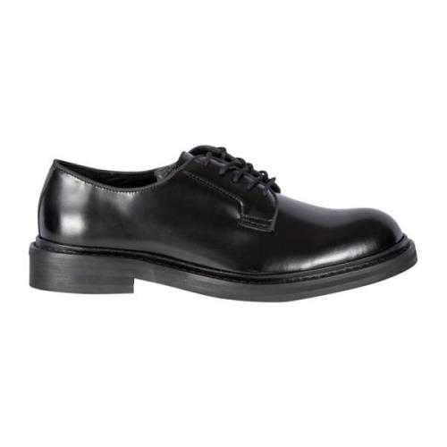 Zwarte Leren Blucher Mocassin Schoenen Selected Homme , Black , Heren