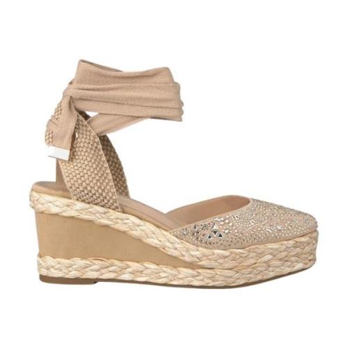 Rhinestone Sleehak Sandaal Alma EN Pena , Beige , Dames