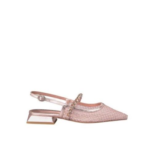 Kristal Mesh Platte Schoen Alma EN Pena , Pink , Dames