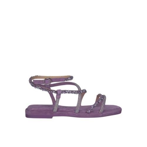 Rhinestone Flat Sandal Alma EN Pena , Purple , Dames