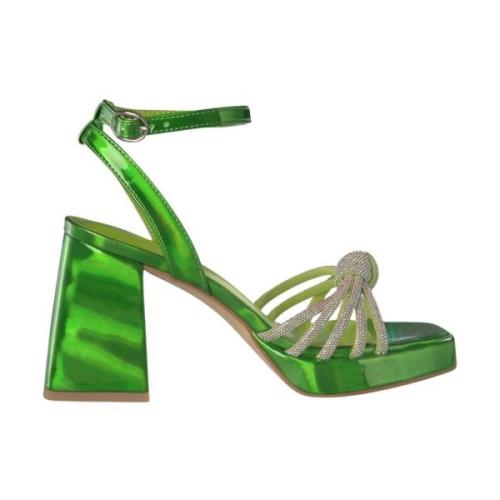 Rhinestone Knoop Hak Sandaal Alma EN Pena , Green , Dames