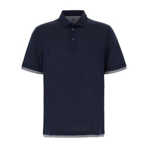 Klassiek Polo Shirt voor Mannen Brunello Cucinelli , Blue , Heren