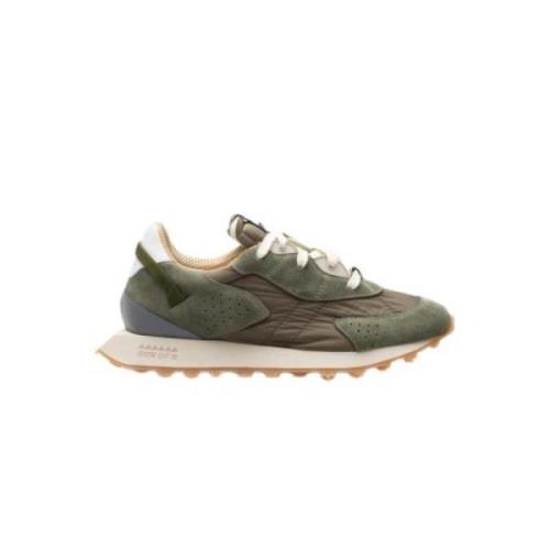 Olijf Beige Lage Sneakers RUN OF , Multicolor , Heren