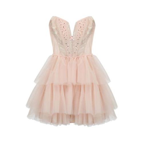 Korte tule jurk met kant en strass Aniye By , Pink , Dames