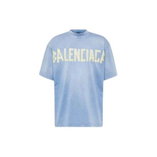 Vintage Oversize Tee Shirt Unisex Balenciaga , Blue , Heren