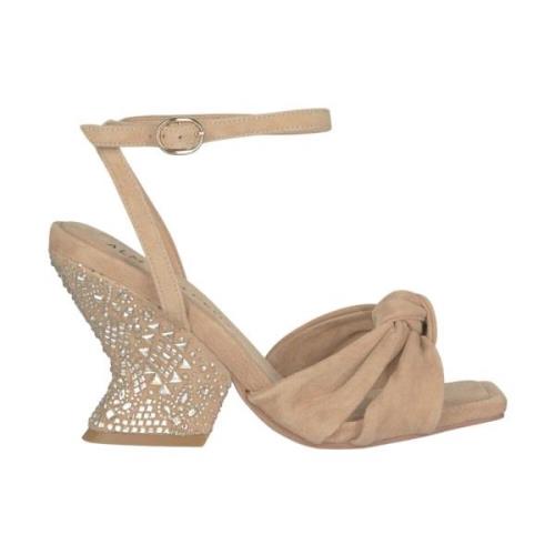 Rhinestone Curved Heel Sandal Alma EN Pena , Beige , Dames