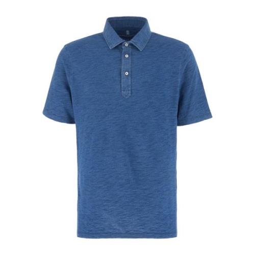 Klassieke Polo Shirt voor Mannen Brunello Cucinelli , Blue , Heren