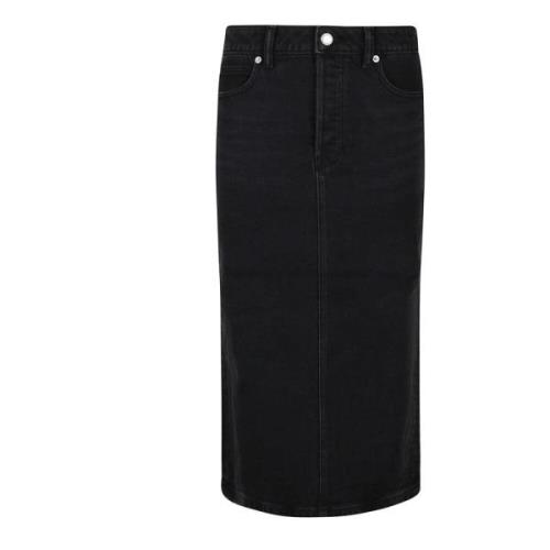 Denim Midi Rok Alexander Wang , Black , Dames