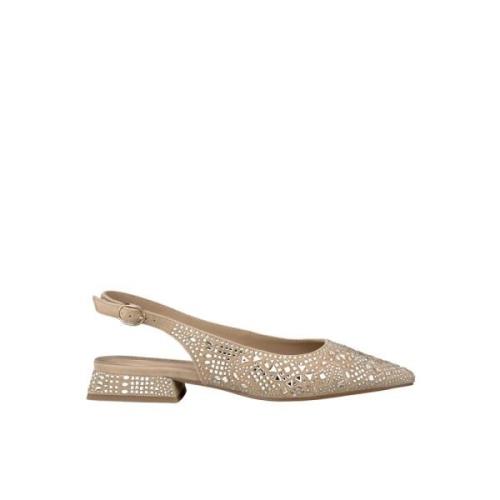 Glitter Platte Schoen Alma EN Pena , Beige , Dames