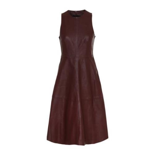 Portia Leren Jurk in Maroon Remain Birger Christensen , Brown , Dames