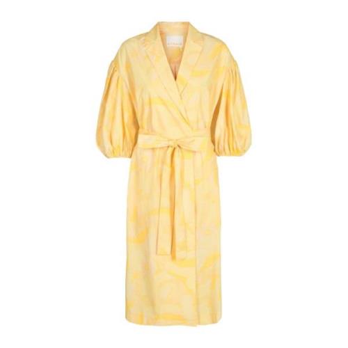 Katoenen Wrap Jurk met Ballonmouwen Remain Birger Christensen , Yellow...