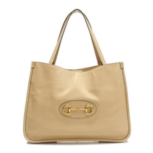 Pre-owned Leather totes Gucci Vintage , Beige , Dames