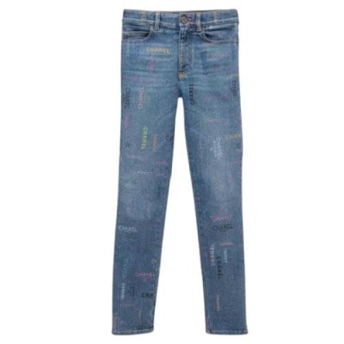 Pre-owned Denim jeans Chanel Vintage , Blue , Dames