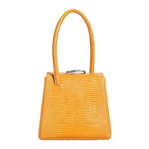 Vintage Lizard-Embossed Leather Handbag Little Liffner , Orange , Dame...