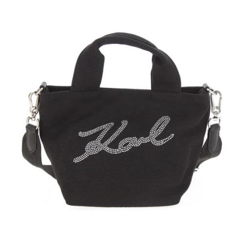 Rhinestone Mini Shopper Tas Karl Lagerfeld , Black , Dames