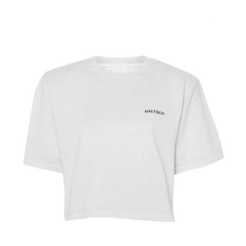 Blauwe Maxi Tee Crop T-shirt Halfboy , White , Dames