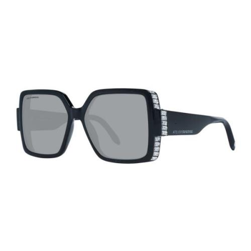 Zwarte Rechthoekige Zonnebril met UV-bescherming Swarovski , Black , D...