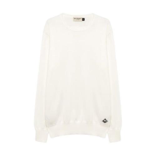 Katoenen Crew Neck Sweater Roy Roger's , White , Heren