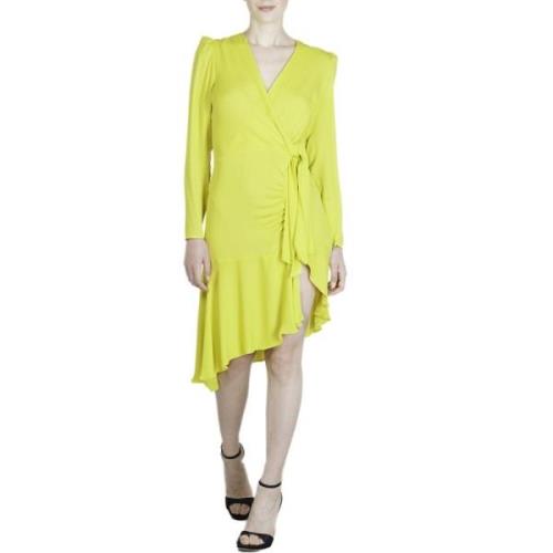 Asymmetrische V-hals Viscose Jurk Elisabetta Franchi , Yellow , Dames