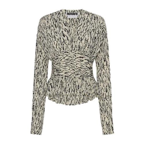 Zebra Print Ruffle Hem Blouse Rotate Birger Christensen , Multicolor ,...