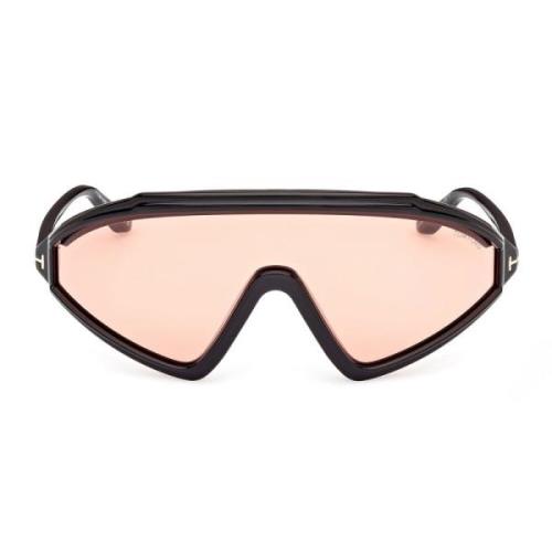 Klassieke Bruine Zonnebril Maskervorm Tom Ford , Black , Unisex