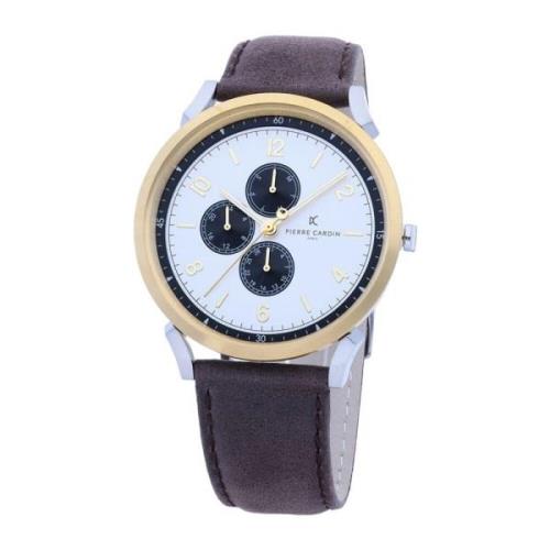 Stijlvolle Analoge Horloge Bruin Leren Band Pierre Cardin , Multicolor...