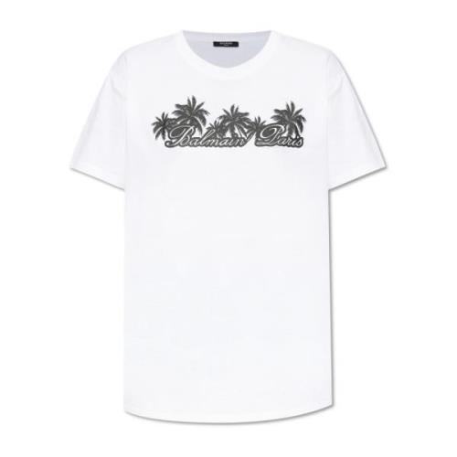 T-shirt met logo Balmain , White , Dames