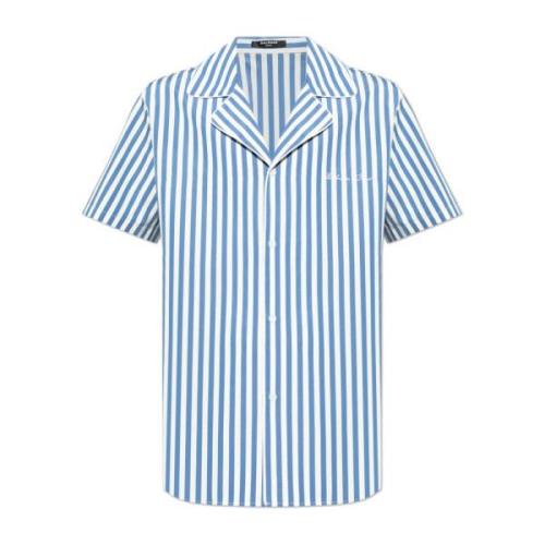 Shirt met logo Balmain , Blue , Heren