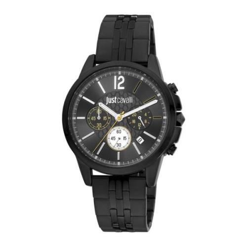 Zwarte Multi-Functionele Analoge Horloge Just Cavalli , Black , Heren