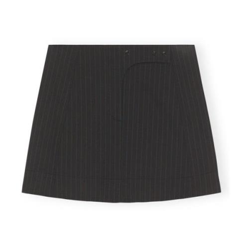 Elegant Pinstripe Mini Skirt Ganni , Black , Dames