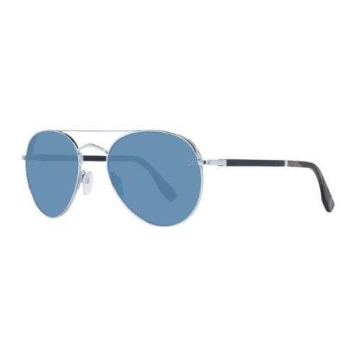 Zilveren Aviator Zonnebril met Blauwe Lenzen Ermenegildo Zegna , Gray ...