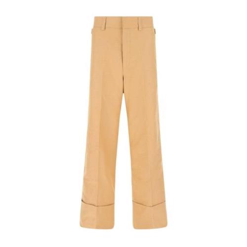 Wijde Camel Katoenen Broek Quira , Brown , Dames