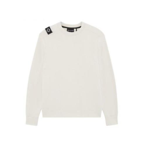 Kern Crew Sweatshirt Wit Diagonaal Loop Ma.strum , White , Heren