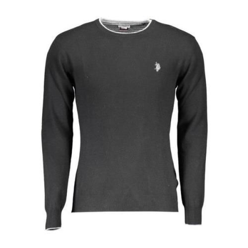 Wollen Crew Neck Sweater Contrast Details U.s. Polo Assn. , Black , He...