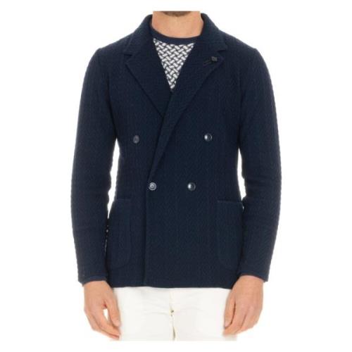 Blauw Dubbelborstig Jas Comfortabel Stijlvol Lardini , Blue , Heren