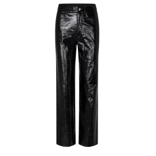 Zwarte Faux Patent Lederen High-Rise Broek Rotate Birger Christensen ,...