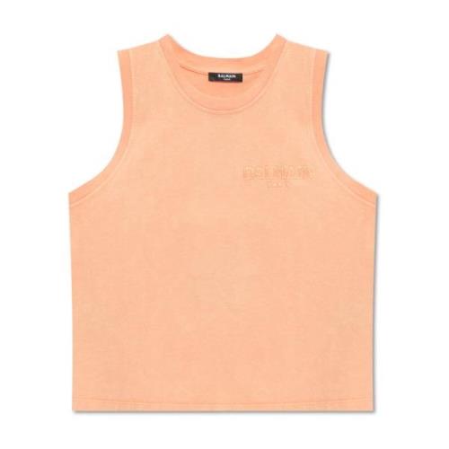 Top met logo Balmain , Orange , Dames