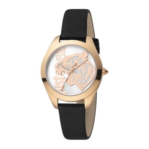 Roségouden Analoge Horloge met Leren Band Just Cavalli , Multicolor , ...