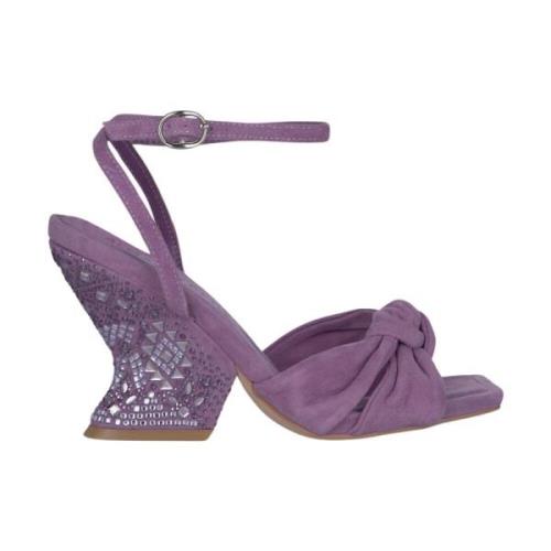 Rhinestone Curved Heel Sandal Alma EN Pena , Purple , Dames