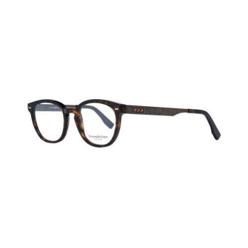 Bruine Ronde Plastic Optische Frames Ermenegildo Zegna , Brown , Heren